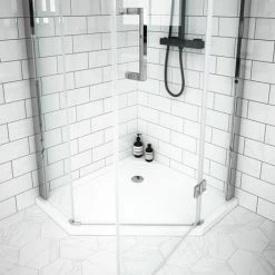 Apollo 800x800mm Frameless Pentangle Enclosure (inc. Tray + Waste) 8 Apollo 800x800mm Frameless Pentangle Enclosure (inc. Tray + Waste) -Shower Enclosure Ranges Shop AP80 detail3 460