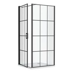 Arezzo 700 x 700 Matt Black Grid Frameless Pivot Door Shower Enclosure + Tray 10 Arezzo 700 x 700 Matt Black Grid Frameless Pivot Door Shower Enclosure + Tray -Shower Enclosure Ranges Shop AZ7PDET ND4 460