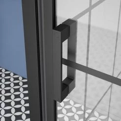 Arezzo 900 x 900 Matt Black Grid Frameless Pivot Door Shower Enclosure + Tray -Shower Enclosure Ranges Shop AZ9PDET ND2 460