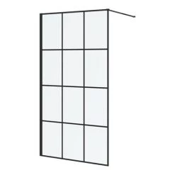 Arezzo 1700 x 700 Bath Replacement Wet Room (1000mm Matt Black Grid Screen w. Tray) -Shower Enclosure Ranges Shop AZBG17BRWR d2 460