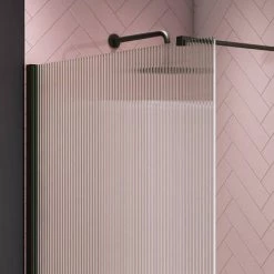 Arezzo 1600 x 800 Fluted Glass Matt Black Walk In Enclosure (inc. Main Screen, Side Panel + Tray) -Shower Enclosure Ranges Shop AZFGMB149E d2 460 1