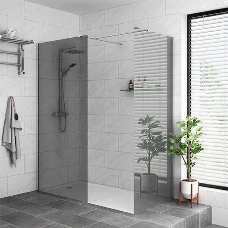 Arezzo 1400 x 900 Grey Tinted Glass Wet Room (inc. Screen, Side Panel + Tray) 1 Arezzo 1400 x 900 Grey Tinted Glass Wet Room (inc. Screen, Side Panel + Tray)