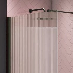 Arezzo 1700 x 700 Bath Replacement Wet Room (1000mm Matt Black Fluted Glass Screen w. Tray) -Shower Enclosure Ranges Shop AZMBF17BRWR d4 460