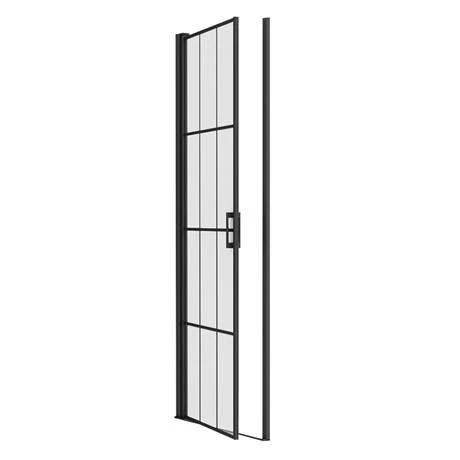 Arezzo 800mm Matt Black Grid Frameless Pivot Shower Door + Tray for Recess 5 Arezzo 800mm Matt Black Grid Frameless Pivot Shower Door + Tray for Recess - Image 5