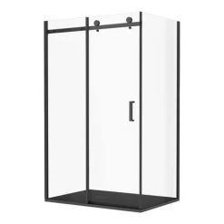 Arezzo Matt Black 1200 x 800 Frameless Sliding Door Shower Enclosure with Black Tray -Shower Enclosure Ranges Shop AZR128BT d5 460