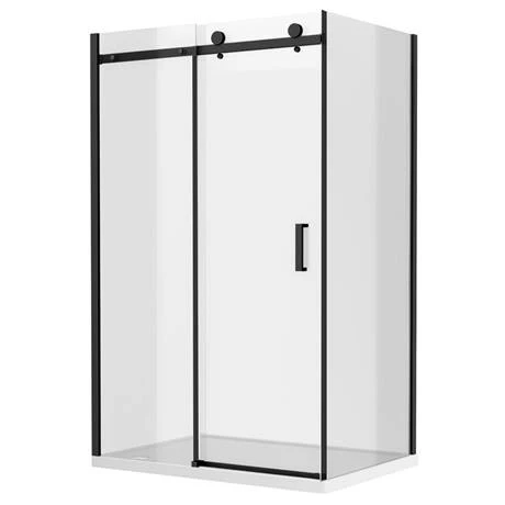 Arezzo Matt Black 1000 x 900 Frameless Sliding Door Shower Enclosure 2 Arezzo Matt Black 1000 x 900 Frameless Sliding Door Shower Enclosure - Image 2