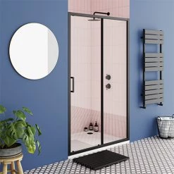 Toreno Matt Black 1000 x 1850 Sliding Shower Door