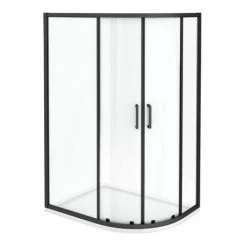 Toreno Matt Black 1200 x 800mm Offset Quadrant Shower Enclosure -Shower Enclosure Ranges Shop BLK128Q2D D5 460