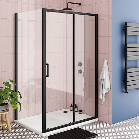 Toreno Matt Black 1200 x 800mm Sliding Door Shower Enclosure + Pearlstone Tray 1 Toreno Matt Black 1200 x 800mm Sliding Door Shower Enclosure + Pearlstone Tray