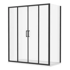 Toreno Matt Black 1400 x 800mm Double Sliding Door Shower Enclosure + Pearlstone Tray -Shower Enclosure Ranges Shop BLK148SDE d3 460