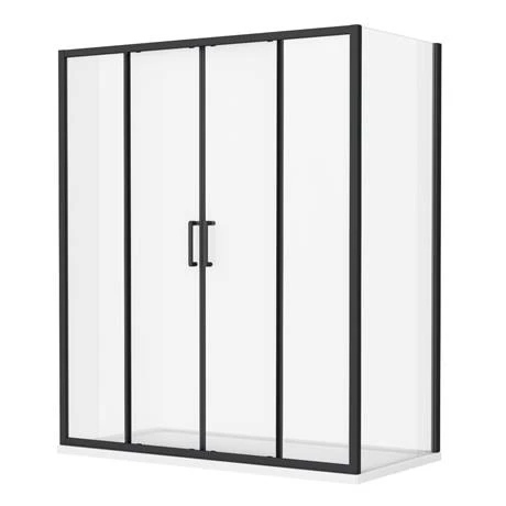 Toreno Matt Black 1700 x 800mm Double Sliding Door Shower Enclosure without Tray 3 Toreno Matt Black 1700 x 800mm Double Sliding Door Shower Enclosure without Tray - Image 3