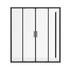 Toreno Matt Black 1700 x 800mm Double Sliding Door Shower Enclosure + Pearlstone Tray -Shower Enclosure Ranges Shop BLK178SDE d4 460