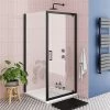 Toreno Matt Black 760 x 760mm Pivot Door Shower Enclosure + Pearlstone Tray