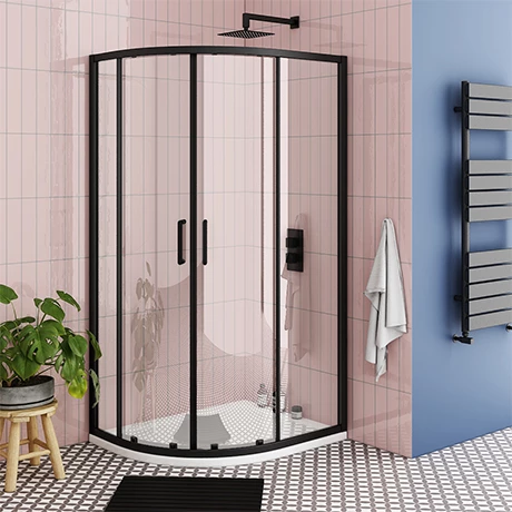 Toreno Matt Black 900 x 760mm Offset Quadrant Shower Enclosure 1 Toreno Matt Black 900 x 760mm Offset Quadrant Shower Enclosure