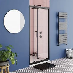 Toreno Matt Black 900 x 1850 Bi-Fold Shower Door
