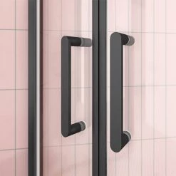 Toreno Matt Black 900 x 900mm Quadrant Shower Enclosure + Pearlstone Tray -Shower Enclosure Ranges Shop BLK9QSE d4 460