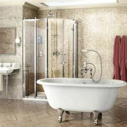 Burlington - Traditional Offset Quadrant 80cm & 40cm In-Line Panel - BU91 -Shower Enclosure Ranges Shop Burlington Traditional Offset Quadrant 80cm 40cm In Line Panel BU91 n d3 460