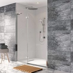 Crosswater - Design Hinged Shower Door with Inline Panel - Various Size Options