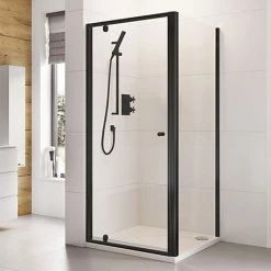 Roman Haven6 Matt Black 6mm Square Pivot Door Shower Enclosure - 800 x 800mm