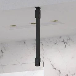 Roman Liberty Black Clear Glass Wetroom Screen + Ceiling Arm Support - Various Sizes (2000mm High) -Shower Enclosure Ranges Shop LBBKC50SQB N 460