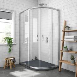 Newark RH 1200 x 800mm Offset Quadrant Enclosure + Slate Effect Tray