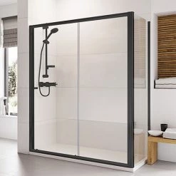 Roman Haven6 Matt Black 6mm Sliding Shower Door Enclosure - 1200 x 800mm