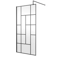 Venice 1600 x 800 Matt Black Abstract Grid Wet Room (1000mm Screen + Tray) 10 Venice 1600 x 800 Matt Black Abstract Grid Wet Room (1000mm Screen + Tray) -Shower Enclosure Ranges Shop VAMBG05 d1 460